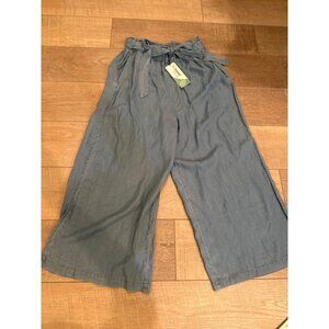 Light Blue TENCEL™ Wide-Leg Pants With Paperbag Waist & Tie Belt